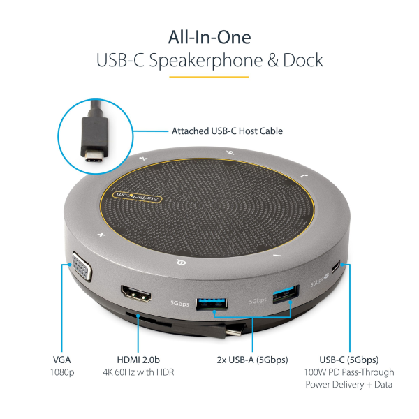Docking Station con Altavoz StarTech USB-C a VGA/4K HDMI - Imagen 7