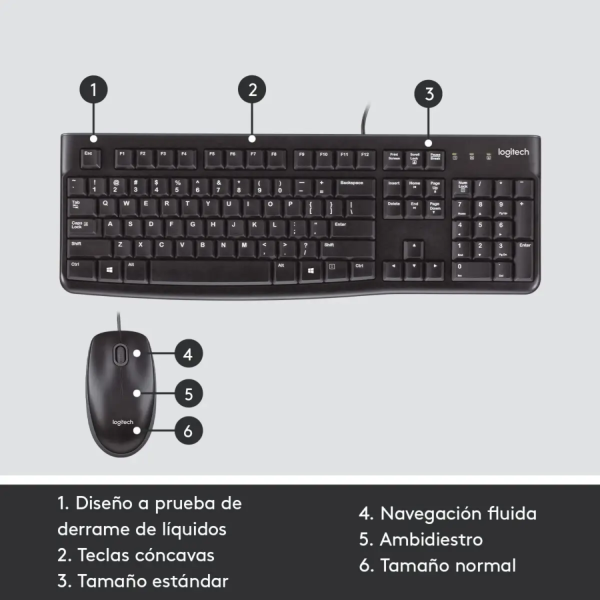 Combo de Teclado y Mouse MK120 USB Negro - Imagen 6