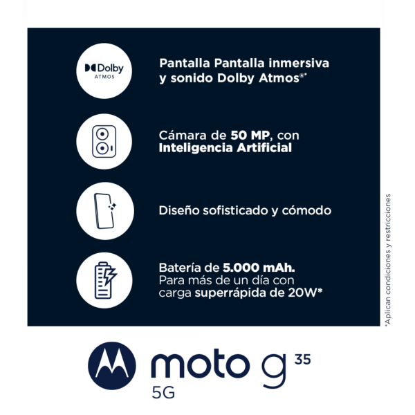 Celular Motorola G35 5G 4 GB 128 GB Negro - Imagen 2