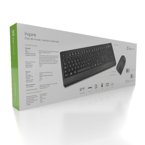 Kit Teclado y Mouse Inspire RF inalámbrico QWERTY Negro - Imagen 8