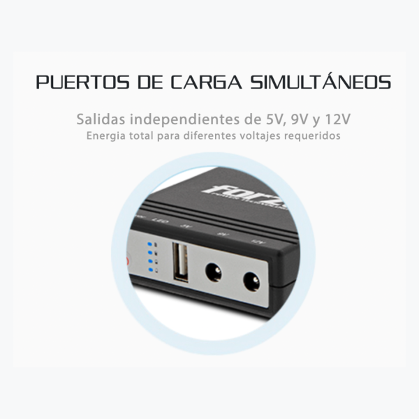 Mini UPS Forza DC-140USB USB Salidas de 5/9/12V - Imagen 8