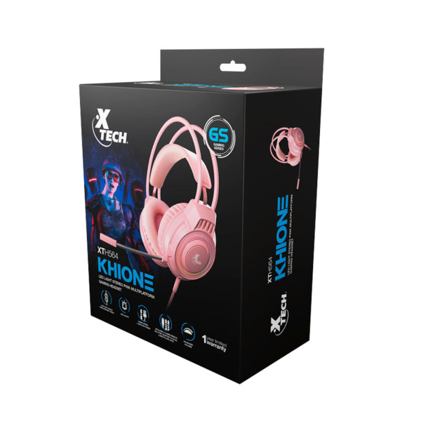 Audífonos Diadema Gamer Xtech XTH-564 Alámbrico Rosa - Imagen 6