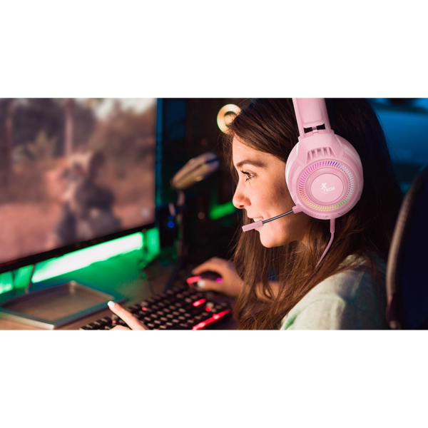 Audífonos Diadema Gamer Xtech XTH-564 Alámbrico Rosa - Imagen 5