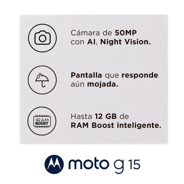 Celular Moto G15 4GB 128GB Android 15 6.7" Verde - Imagen 2