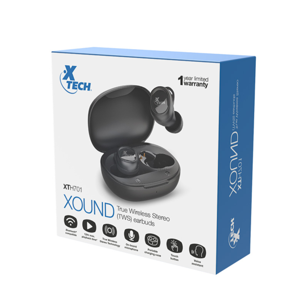 Audífonos In-ear c/Micrófono Xtech XTH-701 Inalámbrico Negro - Imagen 7