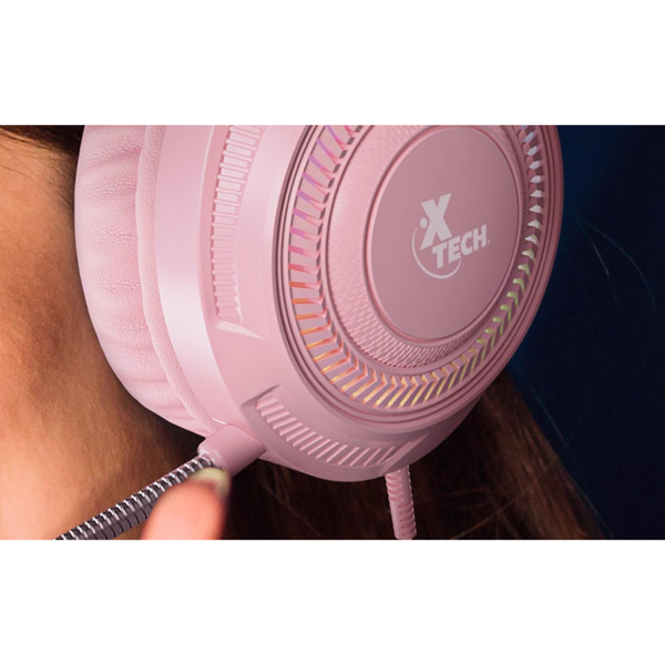 Audífonos Diadema Gamer Xtech XTH-564 Alámbrico Rosa - Imagen 2