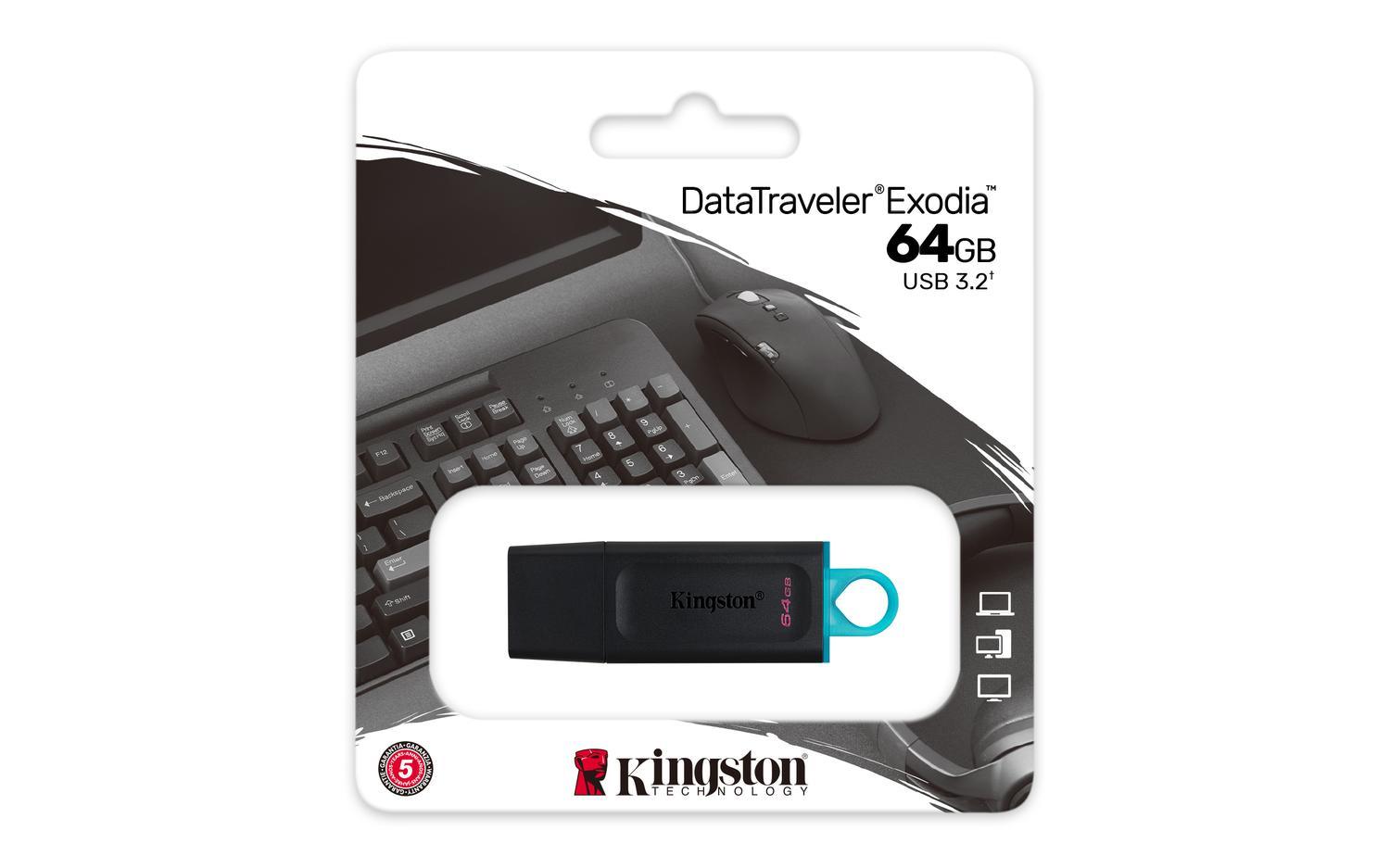 Pendrive DataTraveler Exodia USB 64 GB USB tipo A Negro y Turquesa - Imagen 5