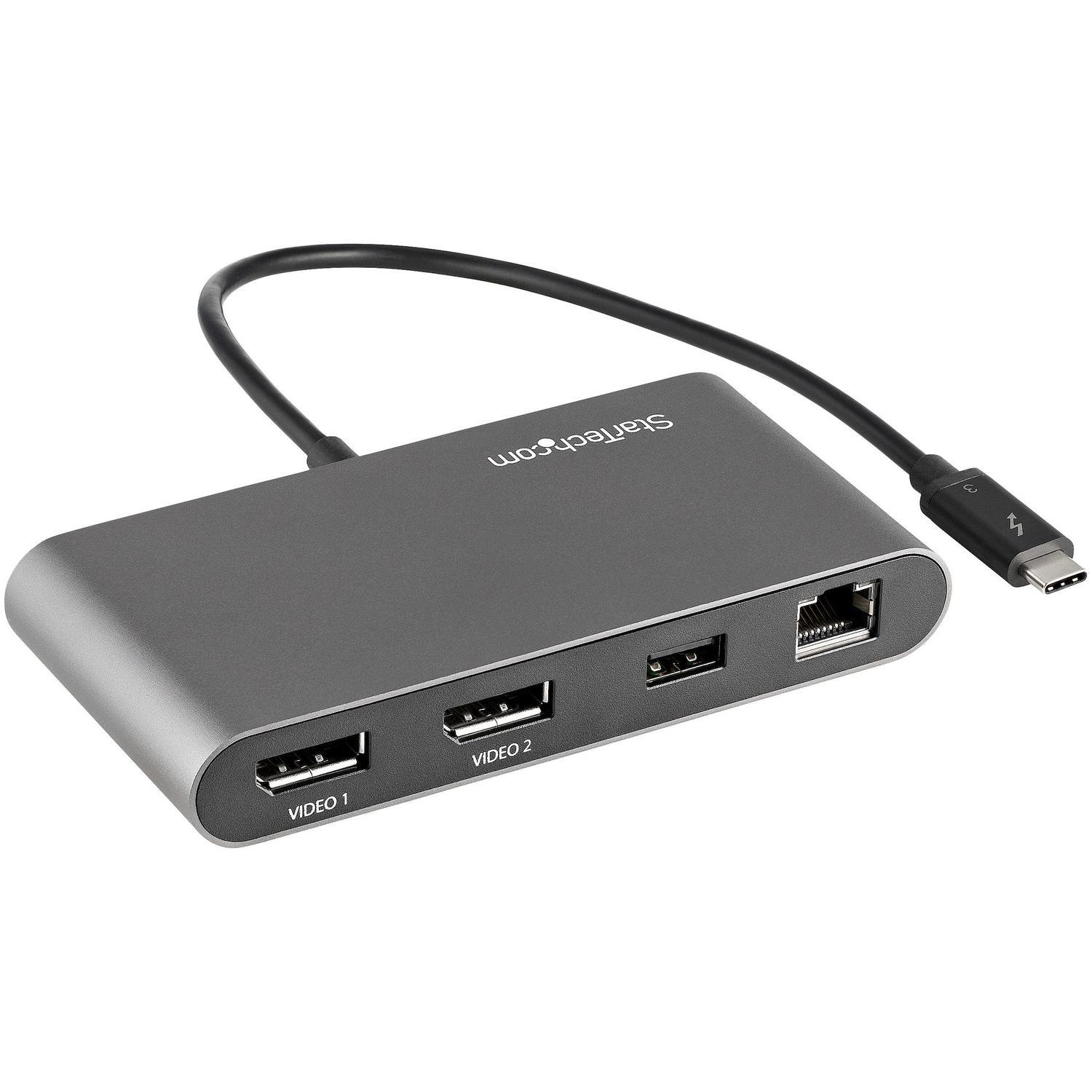 Mini Docking Station Portátil para 2 Monitores con DP 4K USB-A GbE